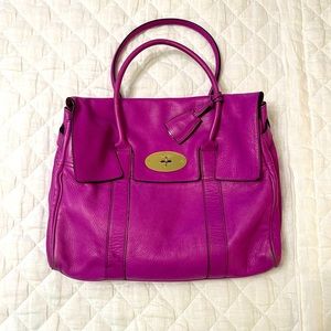 Mulberry Purple Leather Tote Bag